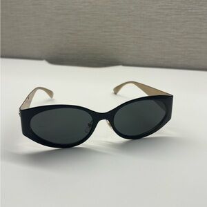 Versace Black and Gold Sunglasses with Sleek Rectangular Frame **BARELY WORN